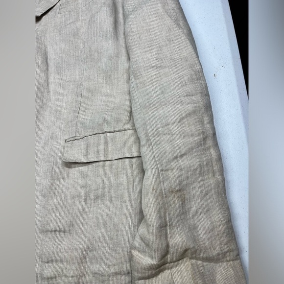 Zara Begie Men’s 100% Linen Button Front Suit Coat Blazer Jacket size 44 AS IS - Picture 2 of 8